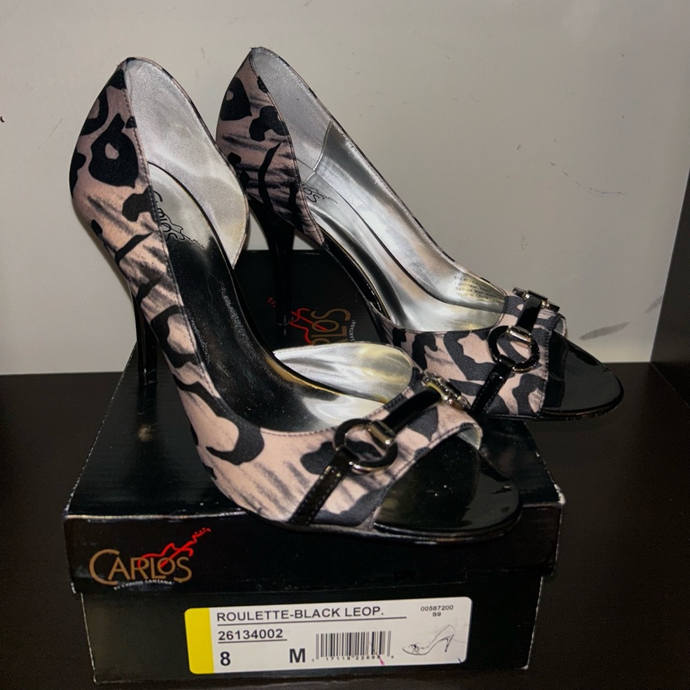 Vintage beautiful satin cheetah print Carlos Santana heel, is so flattering!